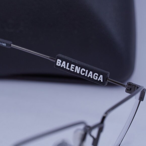 Balenciaga BB0118O 001 Rectangle Eyeglasses 56mm - Dark Grey - Picture 8 of 11